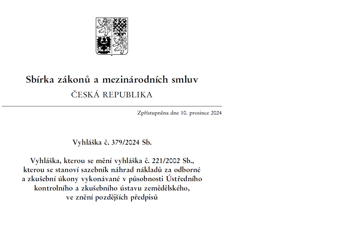 Úprava výše poplatků za prováděné odborné úkony ÚKZÚZ